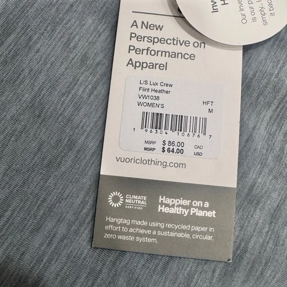 Vuori- Women's Long Sleeve Lux Crew in Flint Heather - Picture 3 of 3